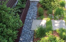 Grey landscape pebbles are great to enhance small urban gardens